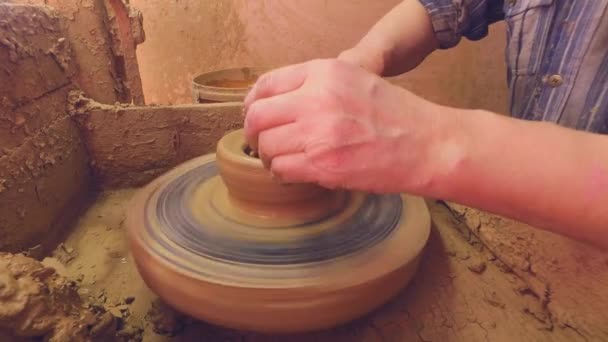 Creating a pot on a potter's wheel - Footage, Video