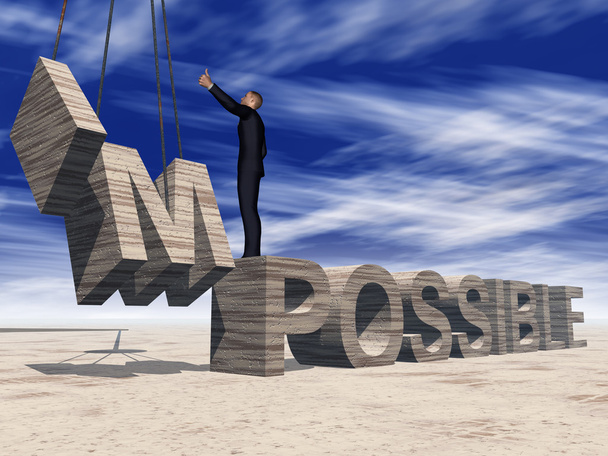 man standing over stone impossible text  - Photo, Image