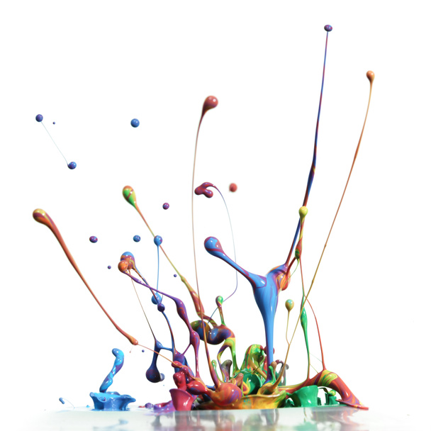 Colorful paint splashing isolated on white - Zdjęcie, obraz