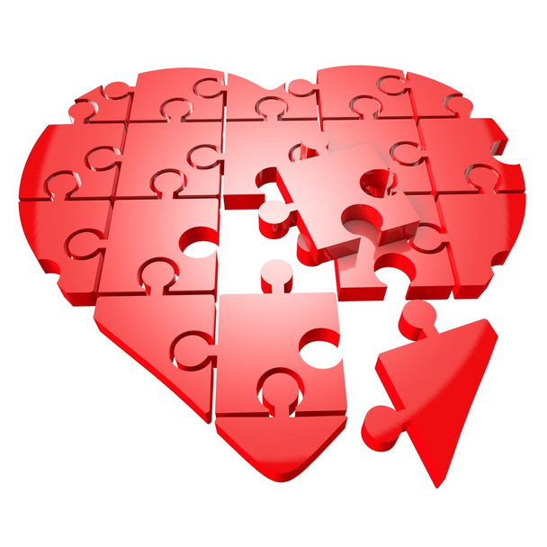 Coeur rouge du puzzle
.  - Photo, image