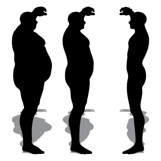 Sobrepeso vs homem de ajuste fino
  - Foto, Imagem