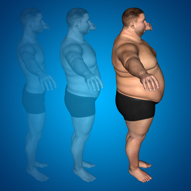 Избыточный вес против стройного мужчины
  - Фото, изображение