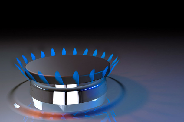 gas blue flame kitchen cook fire butane 3d rendering - Fotografie, Obrázek