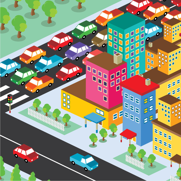 traffic jam residential view - Vector, Image
