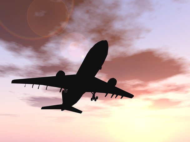  Flugzeugsilhouette fliegt - Foto, Bild