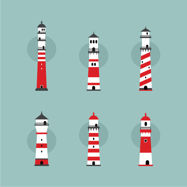 set of beach lighthouses - Vector, Image