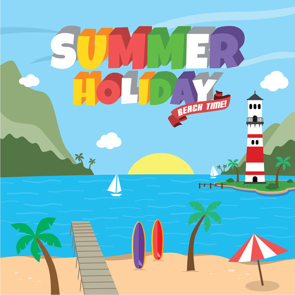 Summer holiday retro cartoon theme - Vector, Image