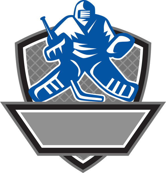 Eishockey Goalie Wappen Retro - Vektor, Bild