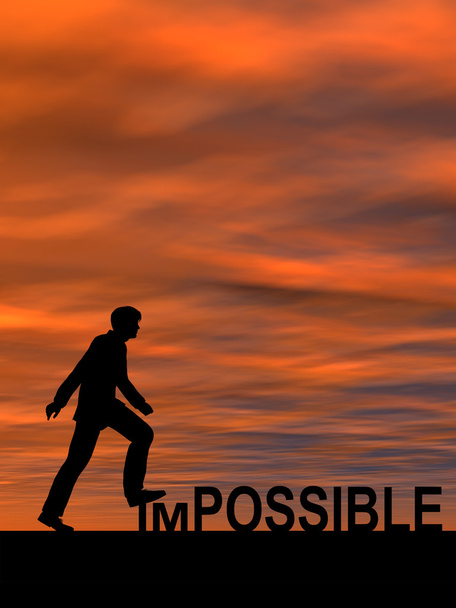 ember stepping lehetetlen szöveg fölé  - Fotó, kép