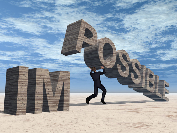 business man lifting  impossible text - Photo, Image