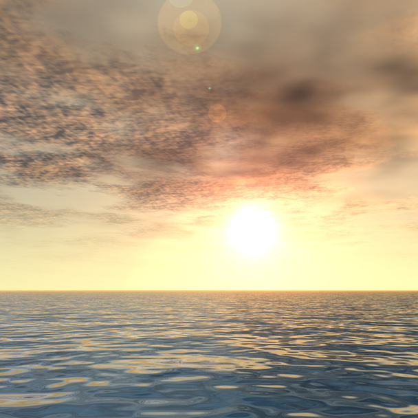  地平線に近い太陽と夕日  - 写真・画像