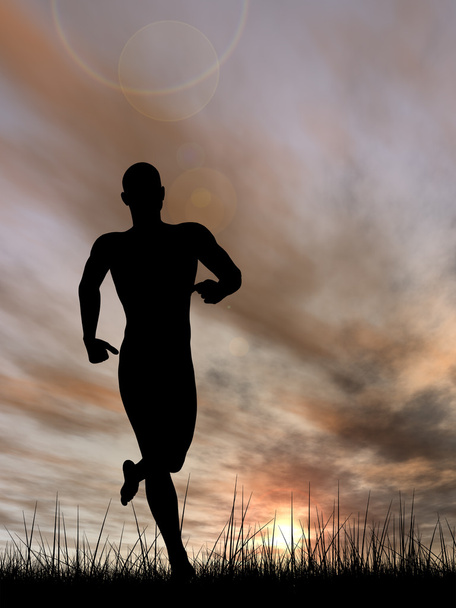  Férfi fekete sziluettje fut  - Fotó, kép