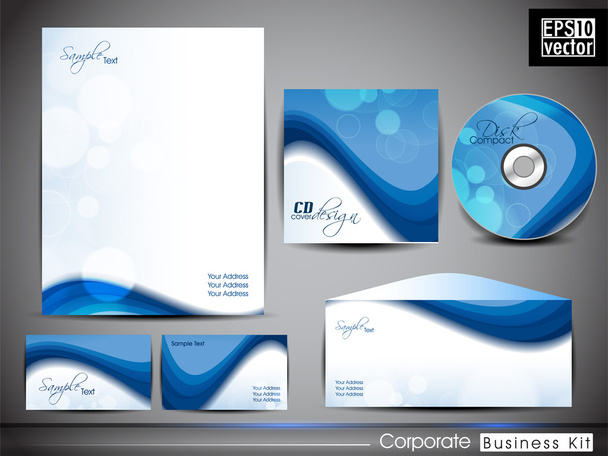 Professional CorporateIdentity kit or business kit with abstract wave pattern . - Vector, afbeelding