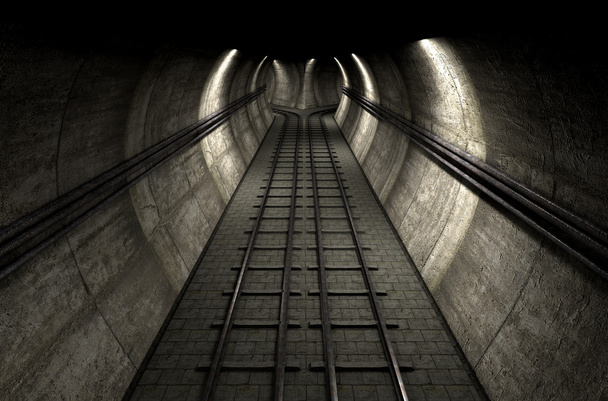Tory kolejowe i tunel - Zdjęcie, obraz