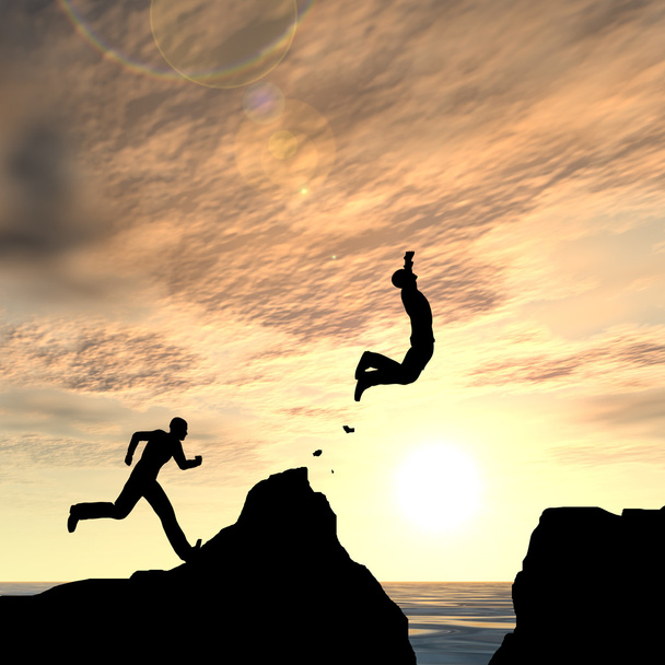 businessmen silhouettees  jumping  - Photo, Image