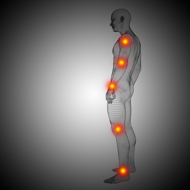 drátový model tělo s bolestí, bolesti  - Fotografie, Obrázek