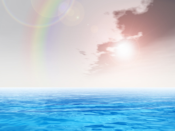 vlny oceánu vody a rainbow - Fotografie, Obrázek