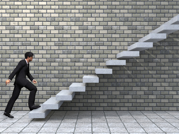 Empresário subindo em uma escada
  - Foto, Imagem