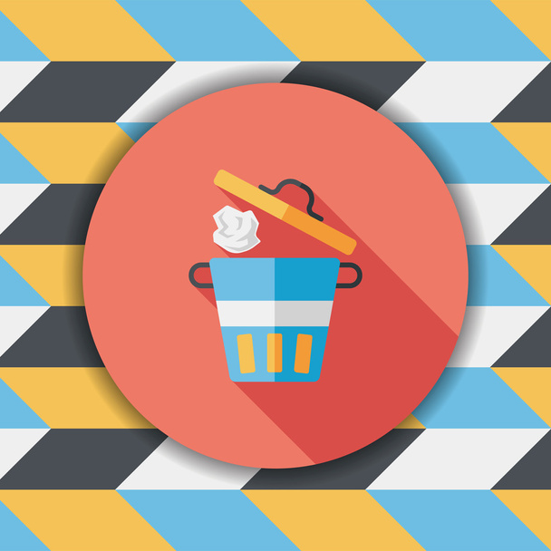kitchenware garbage can flat icon with long shadow,eps10 - Vector, Image