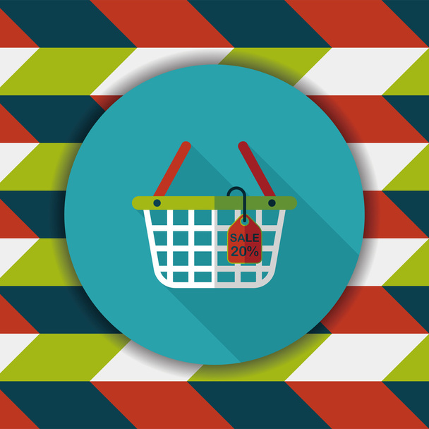 shopping basket flat icon with long shadow,eps10 - Вектор, зображення