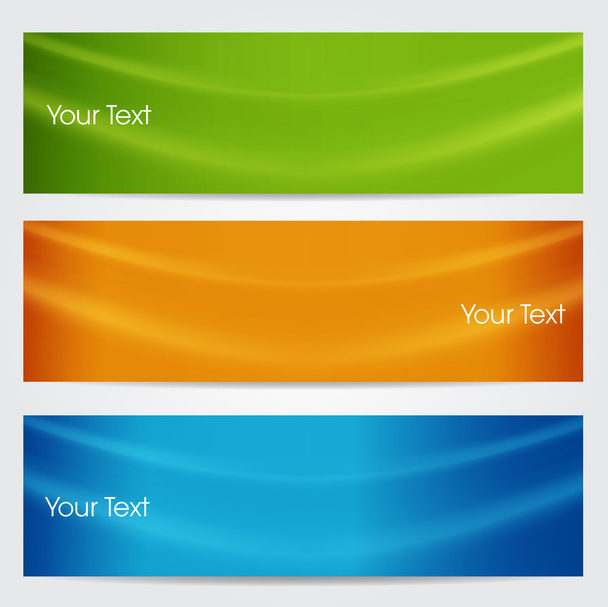 Vector illustration of banners or website headers with green, orenge and blue color wave. EPS 10 format - Вектор,изображение