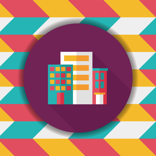 Building flat icon with long shadow,eps10 - Vector, Imagen