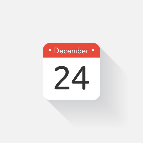 Calendar Icon with long shadow. Flat style. Date,day and month. Reminder. Vector illustration. Organizer application, app symbol. Ui. User interface sign. December. 24 - Vector, Image
