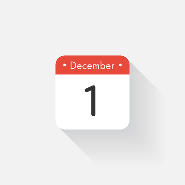 長い影を持つカレンダーアイコン。フラットスタイル。日付、日、月。アラーム。ベクトルイラスト。オーガナイザーアプリケーション、アプリシンボル。Ui。ユーザー インターフェイスの記号。12 月。1 - ベクター画像