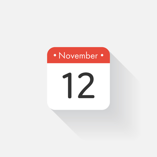 長い影を持つカレンダーアイコン。フラットスタイル。日付、日、月。思い出して。ベクトルイラスト。主催者アプリケーション、アプリのシンボル。UI 。ユーザーインターフェイスのサイン。11月。十二 - ベクター画像