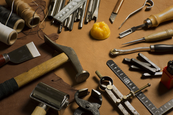 domácí kožené řemeslné nástroje a příslušenství  - Fotografie, Obrázek