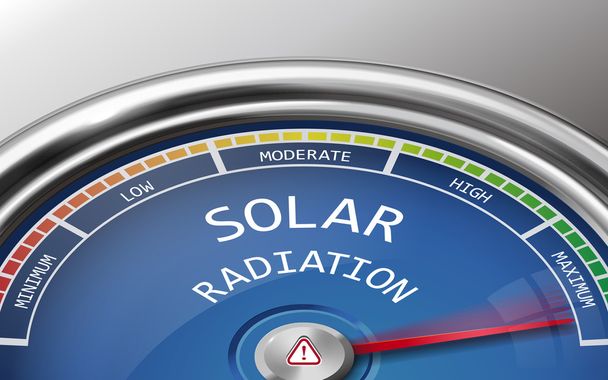 solar radiation conceptual 3d illustration meter indicator - Vector, Image