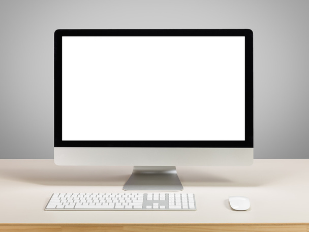 desktop computer with white screen  - Fotó, kép