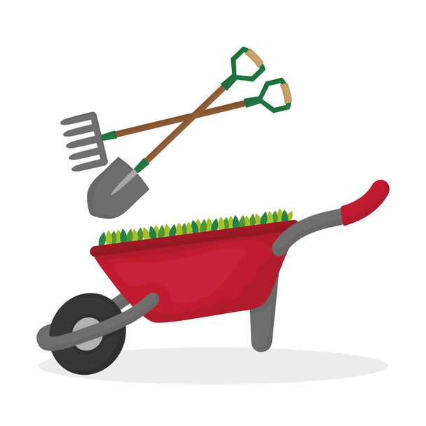 Gardening design. work and tools  concept - Vector, Image