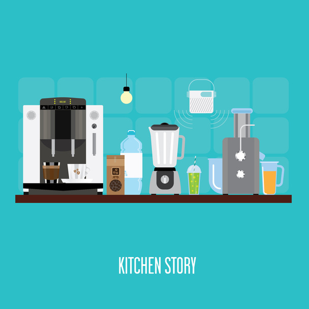 banner with kitchen appliances. - Vector, afbeelding