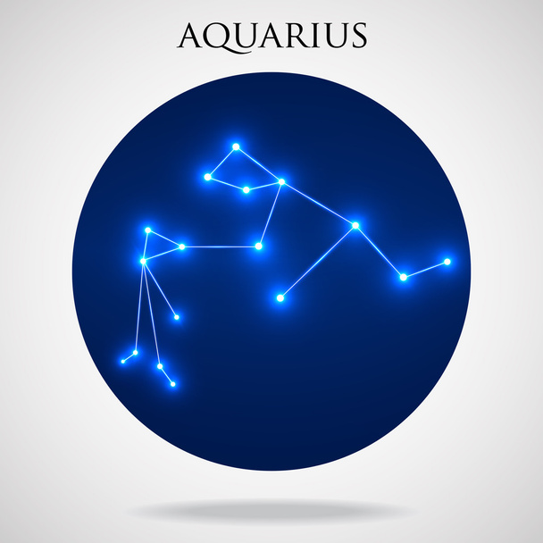 Constelação aquário signo do zodíaco isolado sobre fundo branco, ilustração vetorial
 - Vetor, Imagem