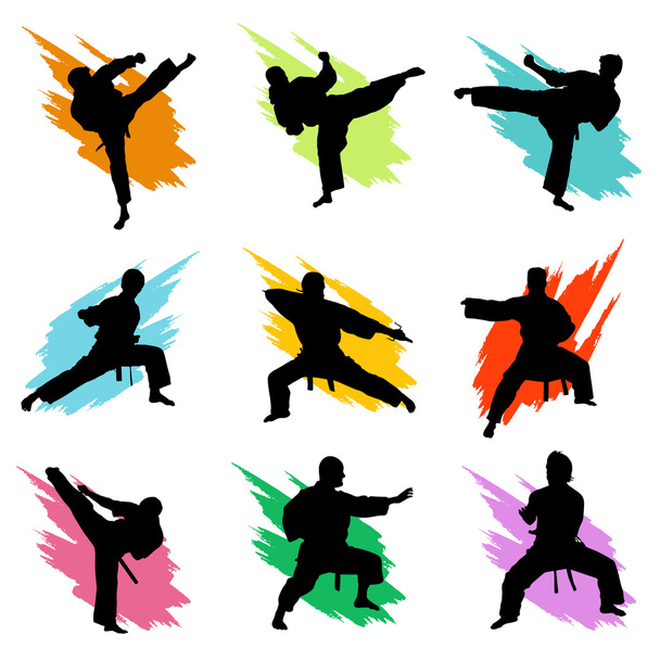 Fighting silhouette - Vector, Image