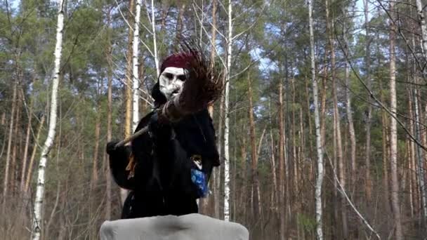 Show From Baba Yaga in the Forest With Broom. - Footage, Video