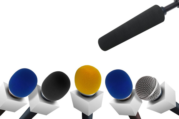 Press conference microphones - Zdjęcie, obraz