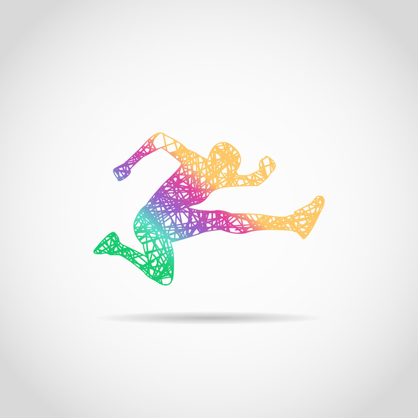 jump athlete logo in rainbow colors - Vector, Image