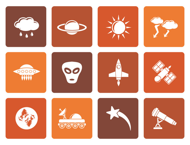 Flat Astronautics and Space and universe Icons - Vector, Imagen