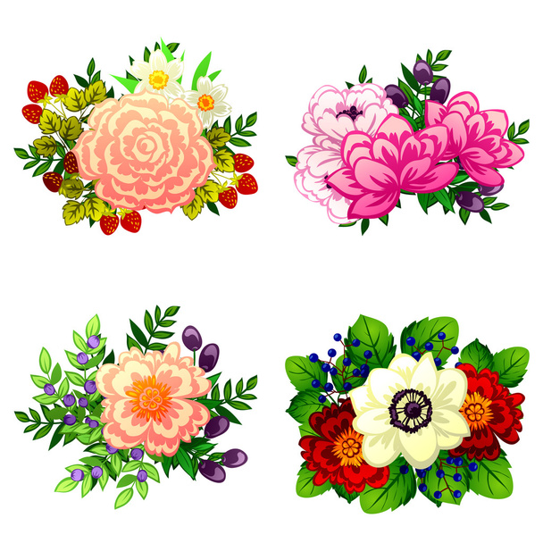 Flower bouquets set - Vetor, Imagem