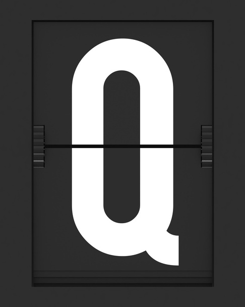 機械的な時刻表ボードから q の手紙 - 写真・画像