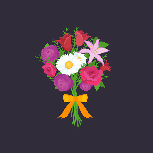 Vector illustraion bouquet of flowers greeting cart Happy Mothers Day - Vector, Image