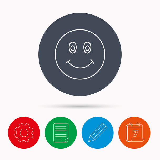 Smile icon. Positive happy face sign. - Vector, Imagen