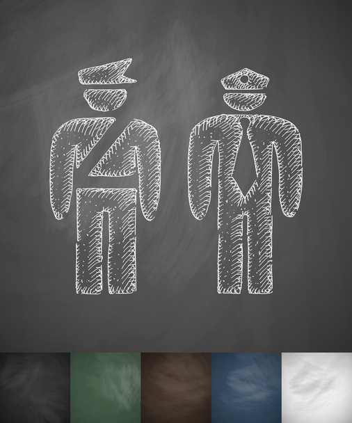 two police officers icon. Hand drawn - Vector, Image
