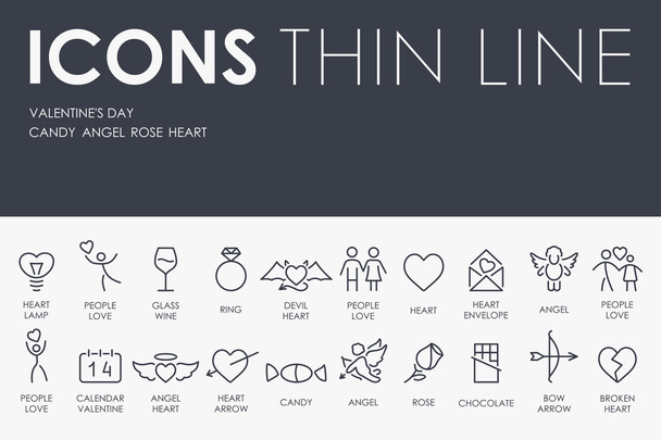 Valentine's Day Thin Line Icons - Vector, Image