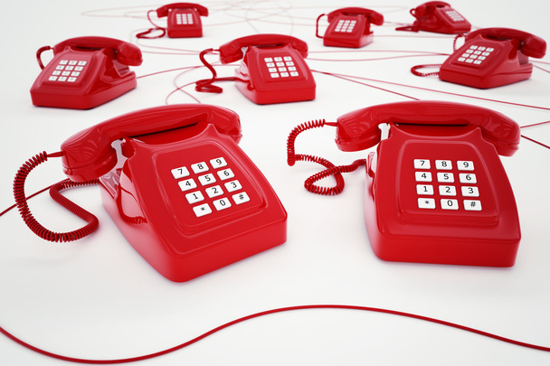 teléfonos rojos vintage con cables
 - Foto, imagen