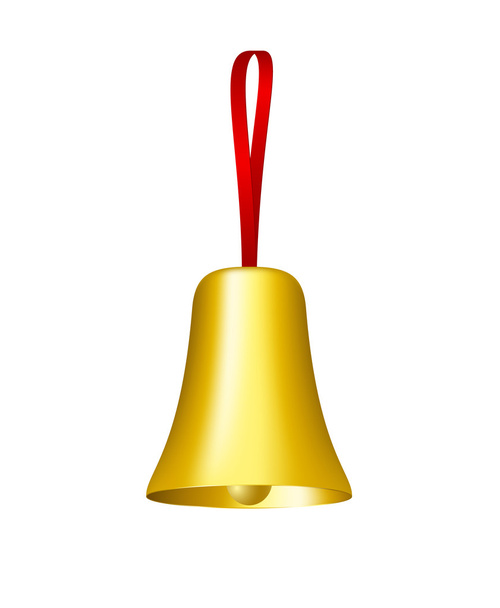 Golden bell with red ribbon - Vector, afbeelding