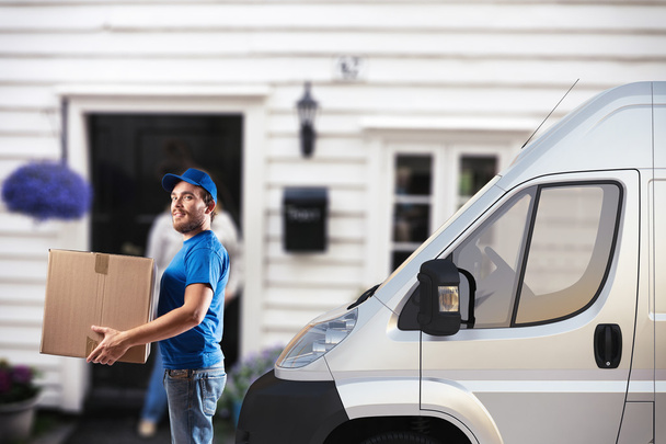 delivery man with box - Photo, Image