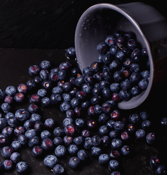 Blueberries, dark rustic style - Фото, изображение